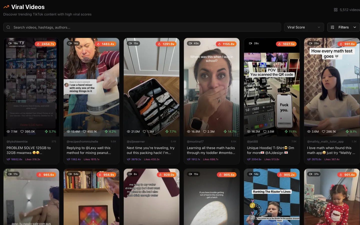 Viral TikTok content library for app marketing